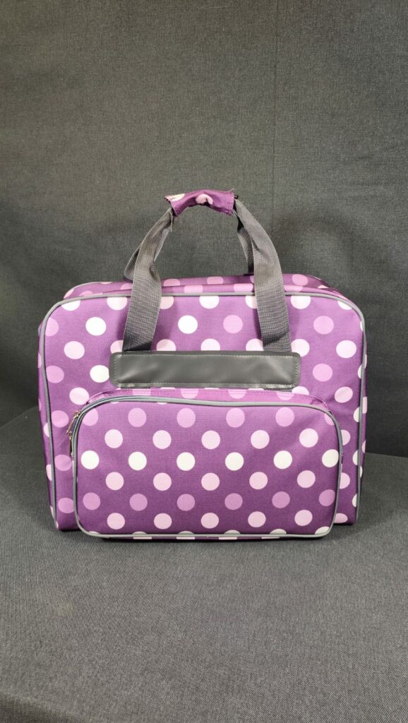 Sac de transport machine à coudre familiale violet à pois