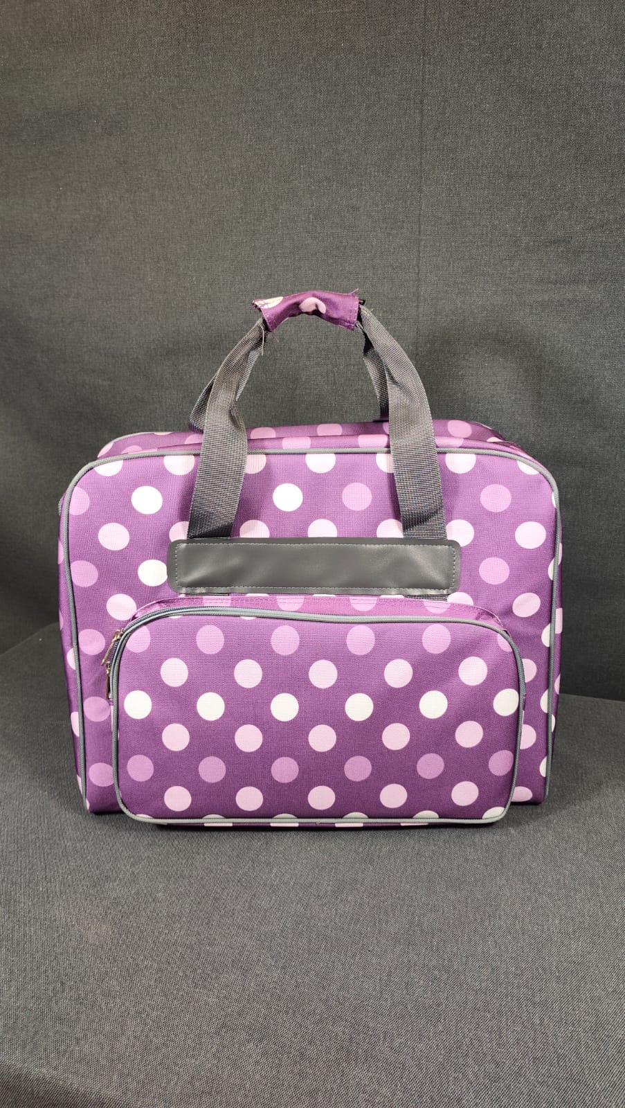 Sac de transport machine à coudre familiale violet à pois